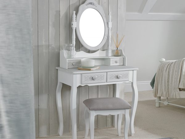 Brittany Dressing Table (with Mirror & Stool)