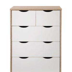 Alton 3+2 Drawer Chest – Sonoma Oak & White