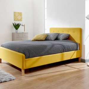 Ashbourne fabric bed frame – Mustard, Double (4 ft 6 in)