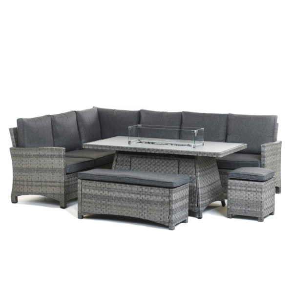 Kenley Corner Sofa With Firepit Dining Table