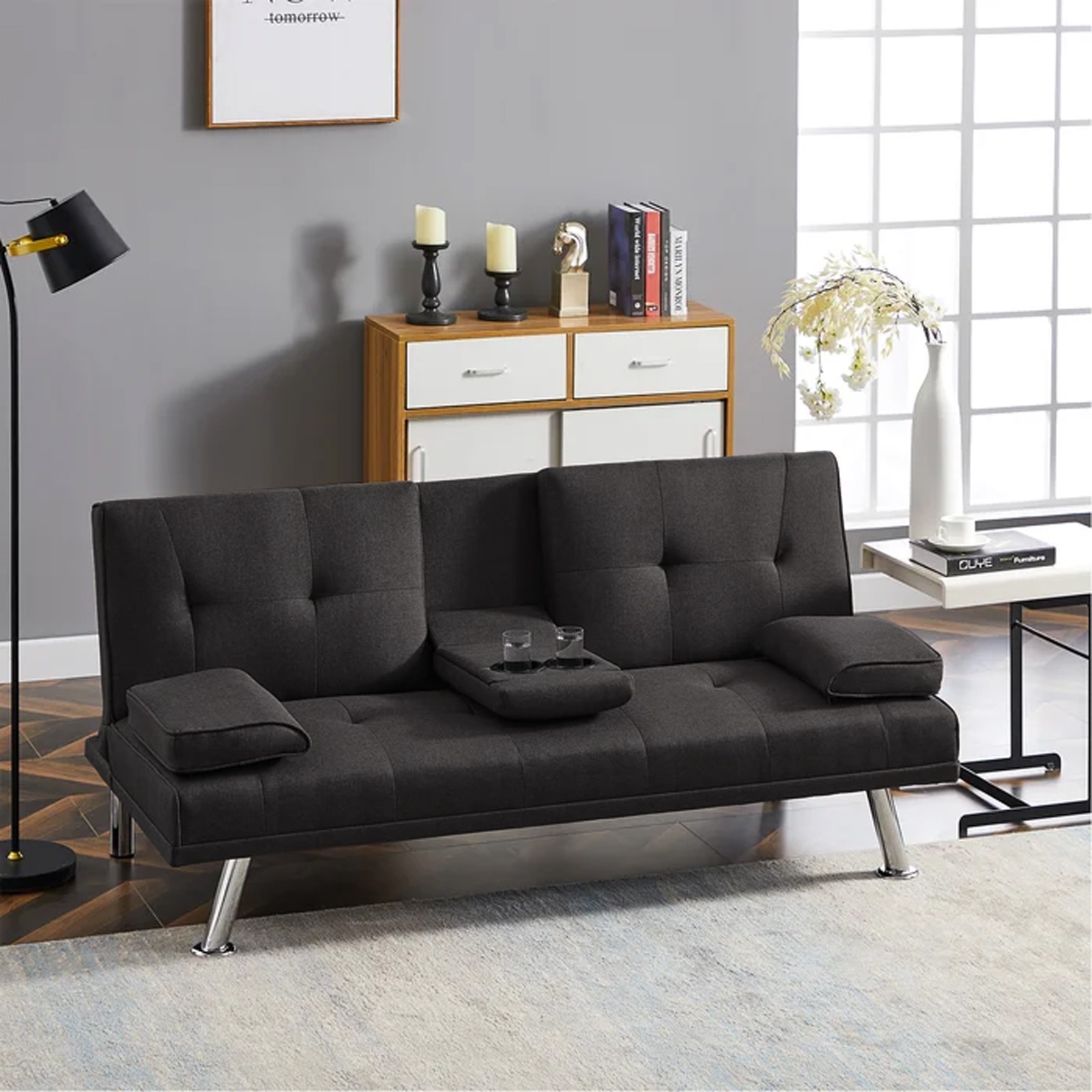 Romeo 3 seater sofa bed – Black